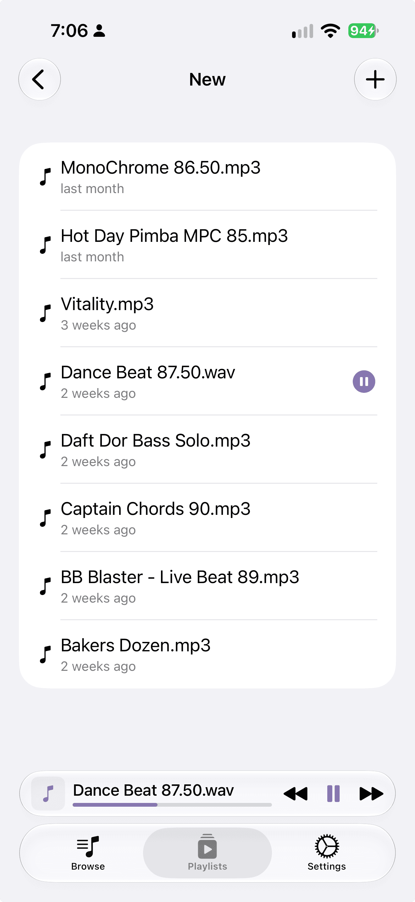 Playing a song from a playlist with the mini player